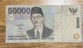 Bank Of Indonesia, 50,000 Rupiah, 1999 Genuine Banknote - $12.12