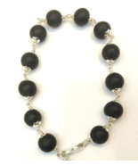 Ebony Bracelet / Karungali Bracelet In Pure Silver - 9-10 mm, 8 inch length - $81.09 CAD