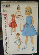 Simplicity 5465 Girl&#39;s Back-Wrap Dress &amp; Panties Pattern - Size 4 Chest 23 - $11.64