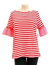 Rafaella Weekend Red &amp; White Stripe Short Sleeve Top Shirt Women&#39;s NWT - £39.30 GBP