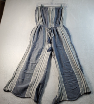 Elan Strapless Cropped Jumpsuit Women&#39;s S Gray &amp; White Print Boho Tie Waist - $23.02