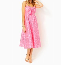 Lilly Pulitzer ellara jacquard midi bow dress in Roxie Pink Baby Blues Jacquard - £127.67 GBP