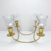 Vintage Modern Brass Taper Candle Candelabra with Glass Votive Holders 4 Arm  - £47.30 GBP