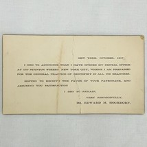 Antique 1907 Announcement Card New Dentist Dental Practice New York Dr. ... - $9.47
