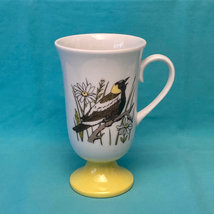 Vintage Fred Roberts pedestal mug Bobolink song bird yellow 1960s - £3.90 GBP