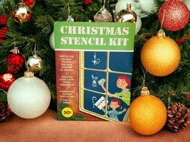 Kitschy Vtg 1957 Christmas Stencil Kit Decorate Windows Whitestone Publi... - $18.58