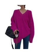 Ladies Warm Mink Soft Long Sleeve Fire Pink V-Neck Mini Skirt Sweater Tu... - $108.95
