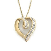 Authenticity Guarantee 
Vintage Baguette Half Diamond Heart Pendant Neck... - £874.20 GBP