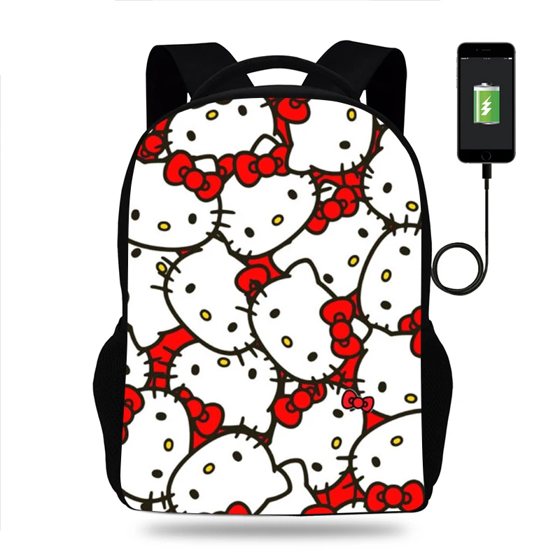 Sanrio Hello Kitty Backpacks Boys Girls School Bag Teenager USB Charging Daily - £28.61 GBP