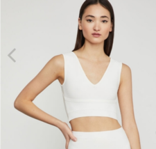 BCBGMaxAzria Fanella L Shirt White Reversible Crop Top Sleeveless Firm B... - £21.62 GBP