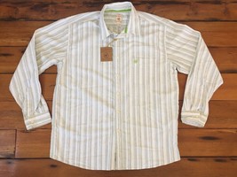 New Red Camel Vintage Quality Green Striped Long Sleeve Button NWT Shirt... - $29.99