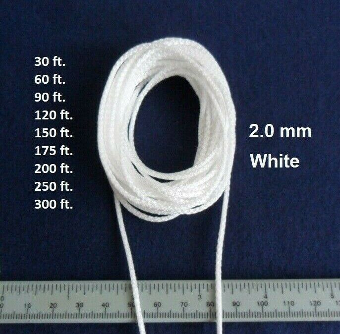 Primary image for 2.0 mm White Lift Pull String Cord for Window Blinds & Shades, 30-300 ft