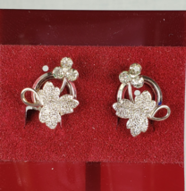 Vtg 1970&#39;s Signed Star Sterling Silver Maple Brushed Leaf Crystal Screw ... - $67.79 CAD