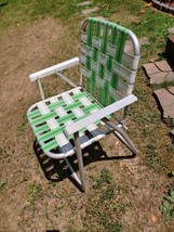 Vintage Aluminum Folding Lawn Chair Patio, Camping w/ ALL Original ￼WEBBING. - £27.87 GBP
