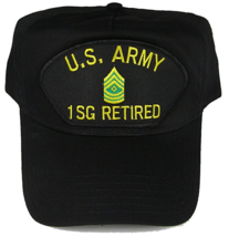 U S Army 1SG Retired with First Sergeant Rank Insignia HAT - Black - Vet... - $17.99