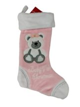 Holiday Home Babys 1st Christmas Bear 14 inch Pink Christmas Stocking New - £8.08 GBP