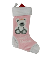 Holiday Home Babys 1st Christmas Bear 14 inch Pink Christmas Stocking New - £8.21 GBP