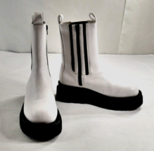 Jeffrey Campbell Tanked Platform White Chelsea Zip Boots Women&#39;s Size 7.5 - £78.63 GBP