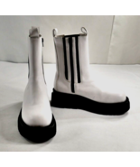 Jeffrey Campbell Tanked Platform White Chelsea Zip Boots Women&#39;s Size 7.5 - £79.23 GBP