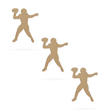 3 Football Players Unfinished Wooden Shapes Craft Cutouts DIY Unpainted 3D - £22.01 GBP