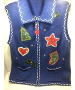 Women’s Felt Embroidered Vest With Zipper  See Measurements  - $59.40