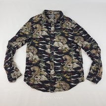 Divided by H&amp;M Tiger Print Long Sleeve Button-Up Viscose Shirt Medium - $24.65