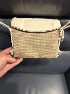 Brahmin Woven Natural Canvas Leather Crossbody Organiser Bag Item image 3