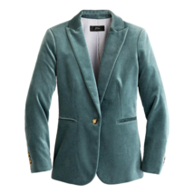 NWT J.Crew Petite Parke Blazer in Gentle Sea Green Cotton Velvet Jacket 4P - $148.50
