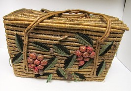Mexico Ecuador Peru Lg Coiled Woven Lidded Basket Storage-17&quot;Wx10&quot;Tx9&quot;D Vintage - £46.09 GBP