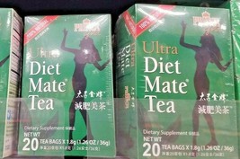 2 PACK ULTRA DIET MATE TEA DIETARY SUPPLEMENT 20 TEA BAGS EACH - £22.58 GBP