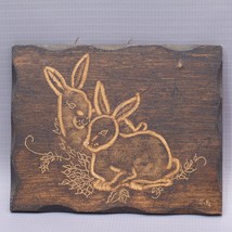 Vintage Signed Bunny Rabbit Folk Wood Art Cottage Farmhouse Kitschy Handmade - £13.12 GBP