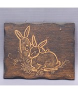 Vintage Signed Bunny Rabbit Folk Wood Art Cottage Farmhouse Kitschy Hand... - $22.79 CAD
