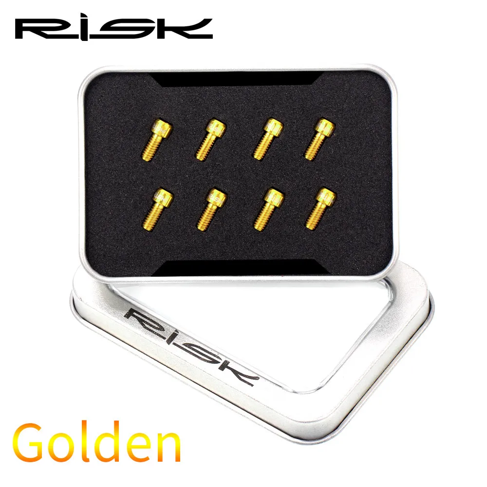 RISK 8pcs/lot Titanium Alloy Anti-skid Bolts for Downhill Bicycle Pedals TC4 Ti  - $123.49