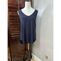 Angel Maternity Blouse Solid Blue Sleeveless High Low V Neck Knit XS New - $23.12