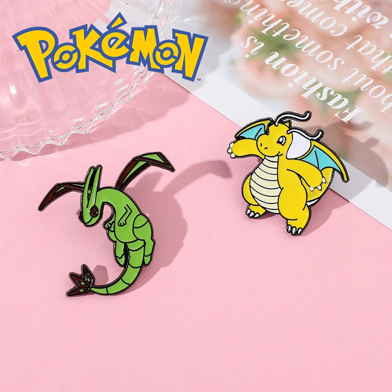 Pokemon Brooch Dragonite Rayquaza Kawaii Anime Game Figures Clothing Lapel Pins - £8.81 GBP