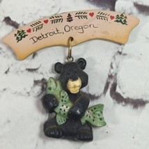 Detroit Oregon Refrigerator Fridge Magnet Black Bear W/Fish Figural Moth... - £9.41 GBP