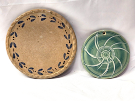 Vintage JUGTOWN WARE And Handmade Glazed Pottery Trivet Plate Wall Art -... - $16.78