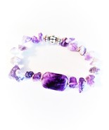 Amethyst chip stretch Bracelet with Rectangular Amethyst Center - $10.00