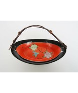 Vintage orange &amp; black floral birds moriage Japan trinket dish - $19.99