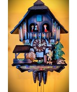 Wooden Wood Chopper/Pine Tree Musical Cuckoo Clock w/Silencer - $424.42 CAD