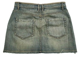 Elie Tahari Skirt Size 2 Womens Medium Wash Raw Hem Pockets Summer Mini - $37.01