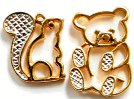 Teddy Bear Squirrel Avon Gold Tone Animal Pins Lot 2 Openwork Silver Acc... - $315.36 MXN