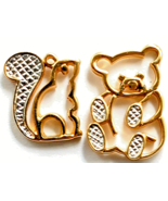 Teddy Bear Squirrel Avon Gold Tone Animal Pins Lot 2 Openwork Silver Acc... - $310.54 MXN