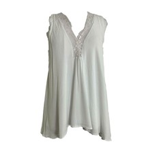 PPLA Womens Shirt White Size Medium Lace Detail Sleeveless Lined Top - £11.61 GBP