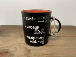 Zombie Undead Straight Up Witch Mug Black Large With Wood Skull - $16.78