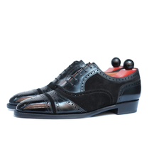 Men&#39;s Handmade Premium Suede Black Leather Oxford Shoes Bespoke Dress Shoes - $139.89+