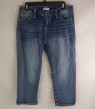Vigoss Distressed Whiskered Embroidered Capri Jeans Size 10 - £12.39 GBP