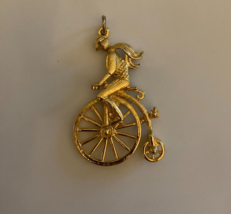 Man Riding A Penny Farthing High Wheel Bicycle Pendant Necklace - £23.72 GBP