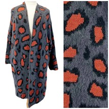 Davi &amp; Dani Plus Size 2X  Open Cardigan Sweater Duster Leopard Cheetah Gray  - £30.79 GBP