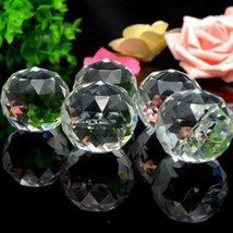 5Pcs Crystal Ball Prism Clear 30mm Faceted Glass Decoration - £11.17 GBP